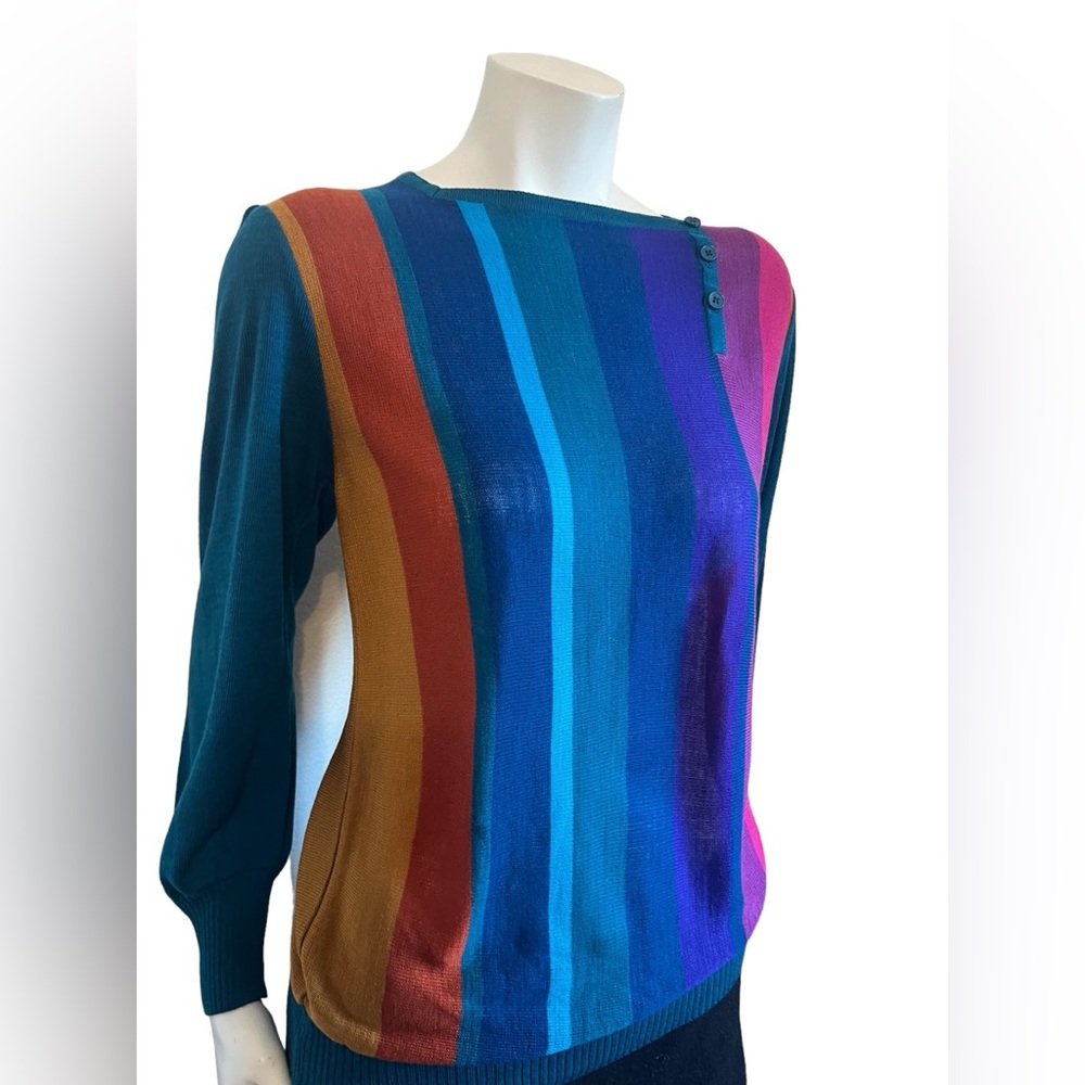 Vintage 2oans Knits by Mariea Kim 80s Sweater Women's Size L Rainbow Sweater